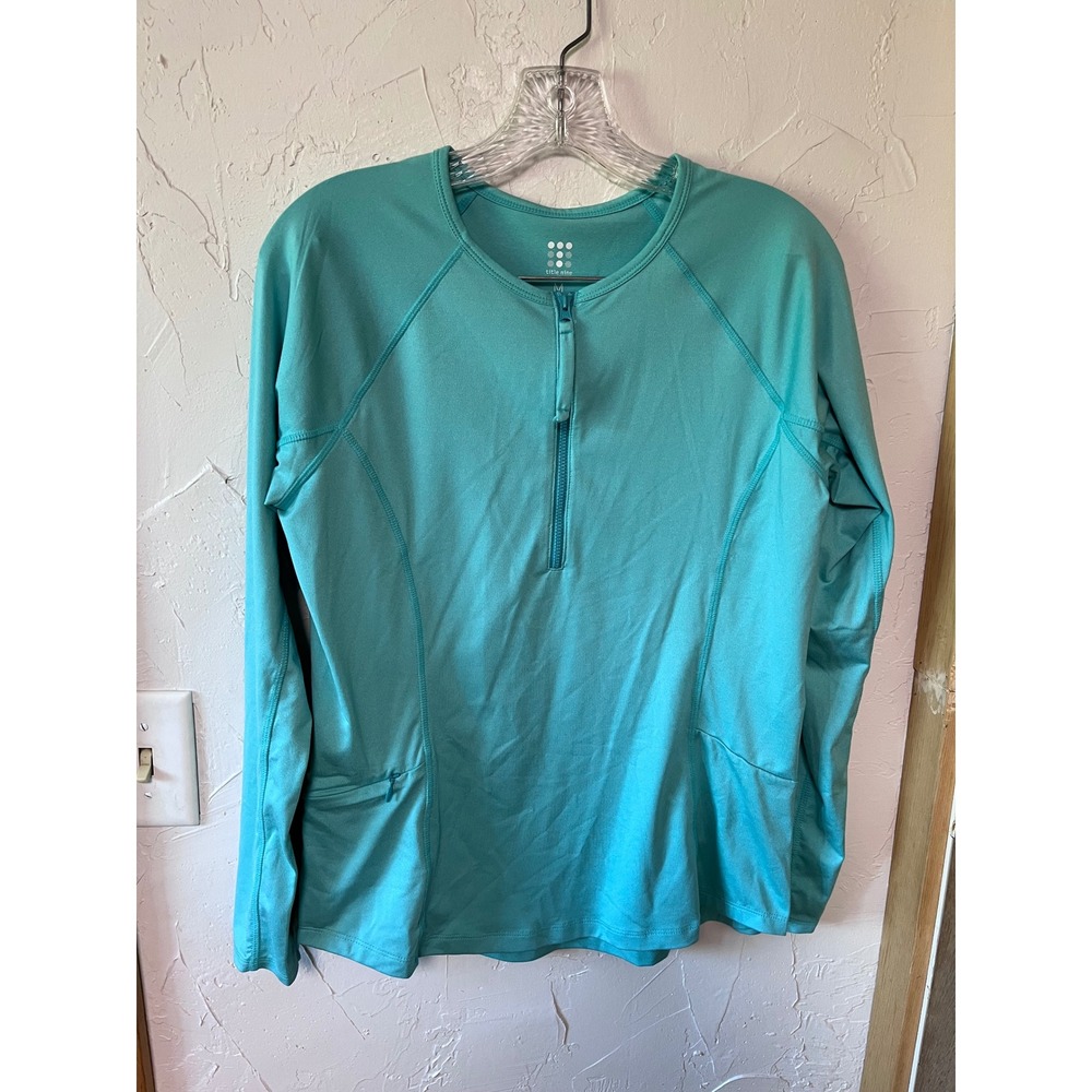 Title Nine Womens Teal Turquoise 1/4 Zip Long Sleeve Athletic Top Sz M Pullover‎